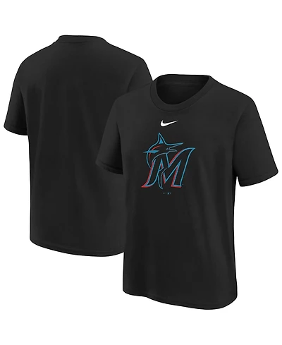 Nike Big Boys and Girls Black Miami Marlins Large Logo T-Shirt