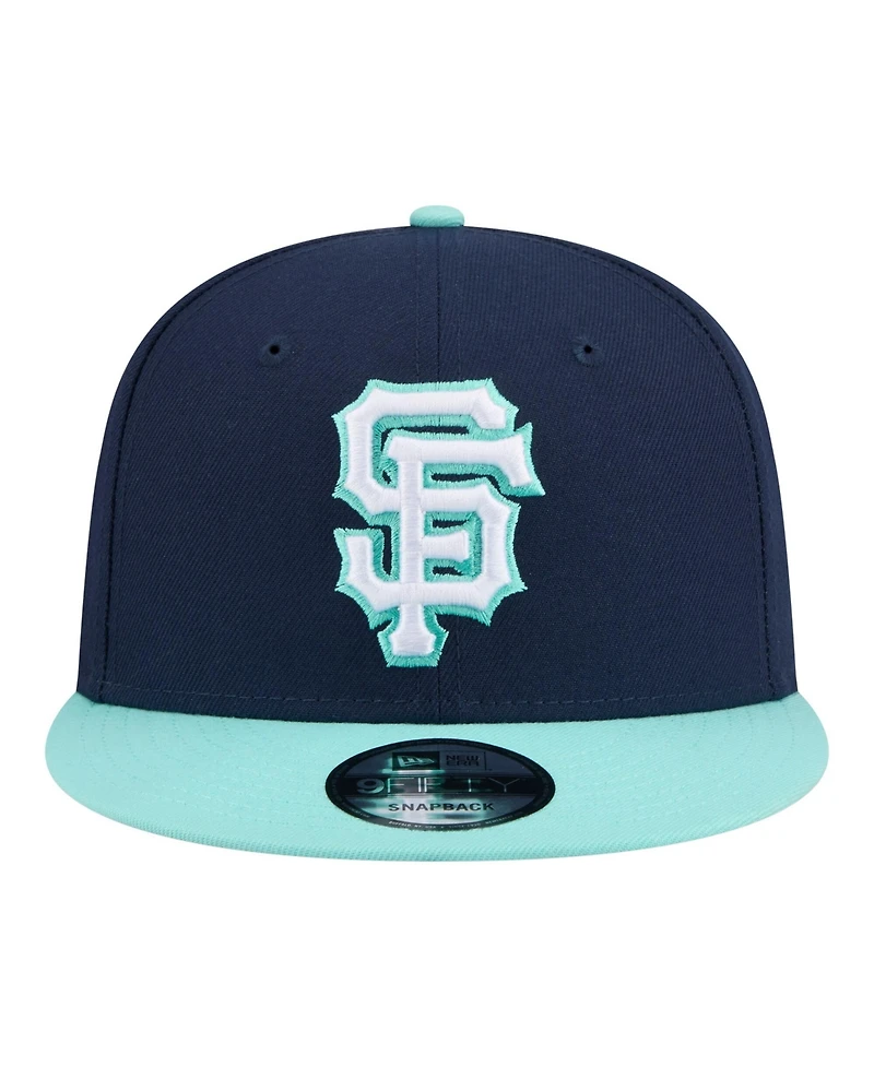New Era Men's Navy/Turquoise San Francisco Giants 2-Tone Color Pack 9FIFTY Snapback Hat