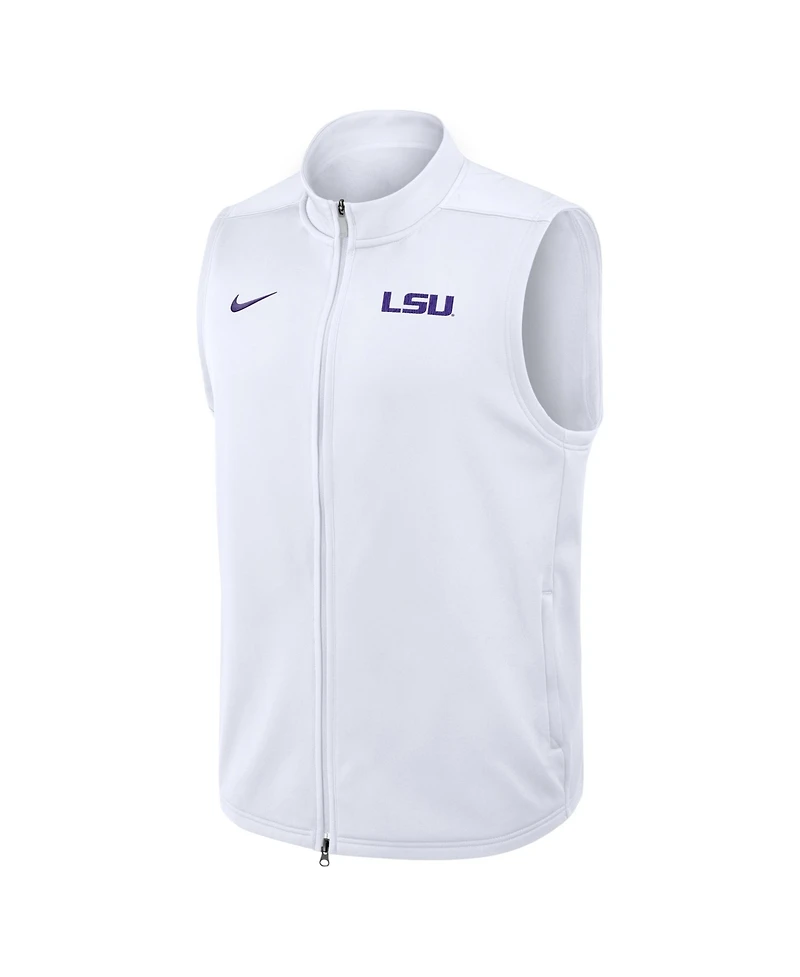 Nike Men's White Lsu Tigers Primetime Victory Therma-fit Full-Zip Vest