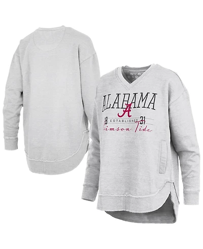 Pressbox Women's Heather Gray Alabama Crimson Tide Marcus East Hall Poncho V-Neck Sweatshirt