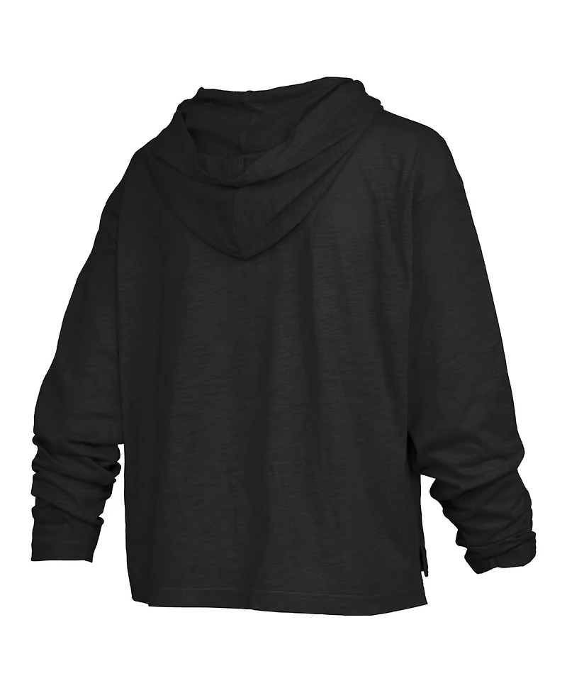 Pressbox Women's Black Tennessee Volunteers Castillo Slub Waist Length Long Sleeve Hooded T-Shirt
