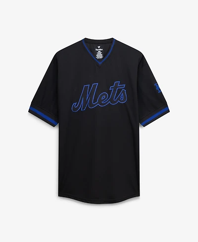 Fanatics Men's Black New York Mets Big Tall Pop Texture V-Neck T-Shirt