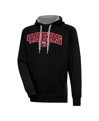 Antigua Men's Black San Francisco 49ers Victory Pullover Hoodie