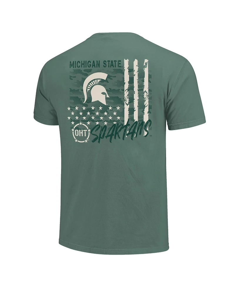 Image One Men's Green Michigan State Spartans Comfort Colors Oht Camo Overlay T-Shirt