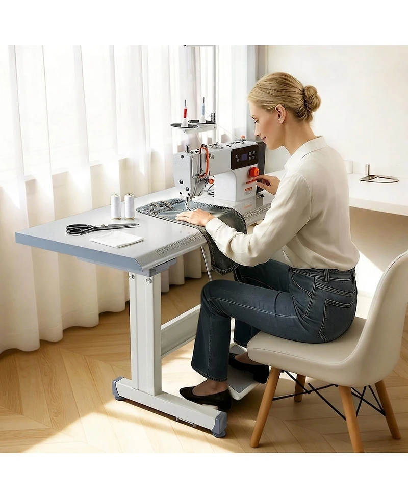 Sevorley Industrial Lockstitch Sewing Machine, 550W Servo Motor with Table Stand