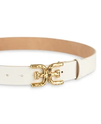 Sam Edelman Hammered Double-e Logo Plaque Buckle Belt