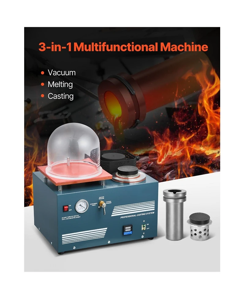 Sevorley Vacuum Investment Casting Machine with Melting Furnace, All-in-One Jewelry Caster