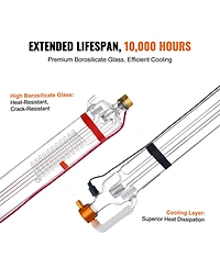 Sevorley 90W CO2 Laser Tube, Borosilicate Glass Cutter Tube with Metal Head