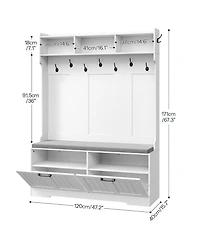 Slickblue Entryway Hall Tree with Shoe Cabinet, Coat Rack And Storage Bench for Hallway and Foyer