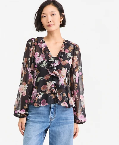 On 34th Women's Long-Sleeve Peplum Ruffle Blouse, Macy's Exclusive