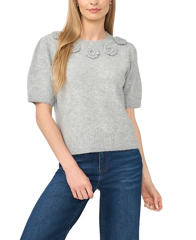 CeCe Women's Short-Sleeve Crewneck Sweater