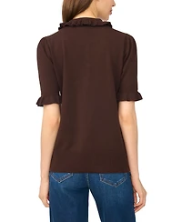 CeCe Women's Ruffle Collar 3/4-Sleeve Polo Sweater