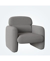 homfan Modern Accent Chair, Upholstered Reading Armchair with Wood Frame, Plush Chenille, for Living Room, Bedroom and Corner