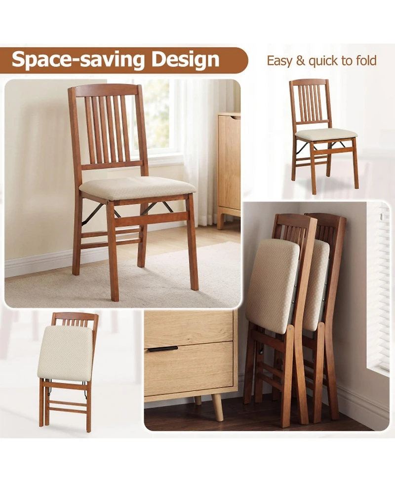 Sugift Foldable Upholstered Kitchen Chairs with Cushioned Seat
