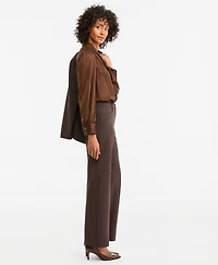 Tahari Asl Women's Bird Eye Mid-Rise Flare-Leg Pants