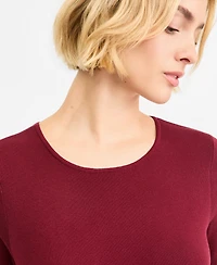 Tahari Asl Women's Scoop Neck Rayon-Blend Pull-On Short-Sleeve Sweater