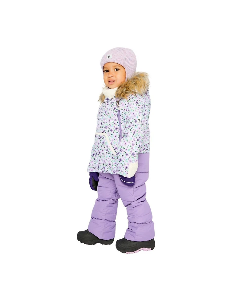 Deux par Baby Girl Snug One Piece Snowsuit Adapted for Car Seats Printed Mini Flowers