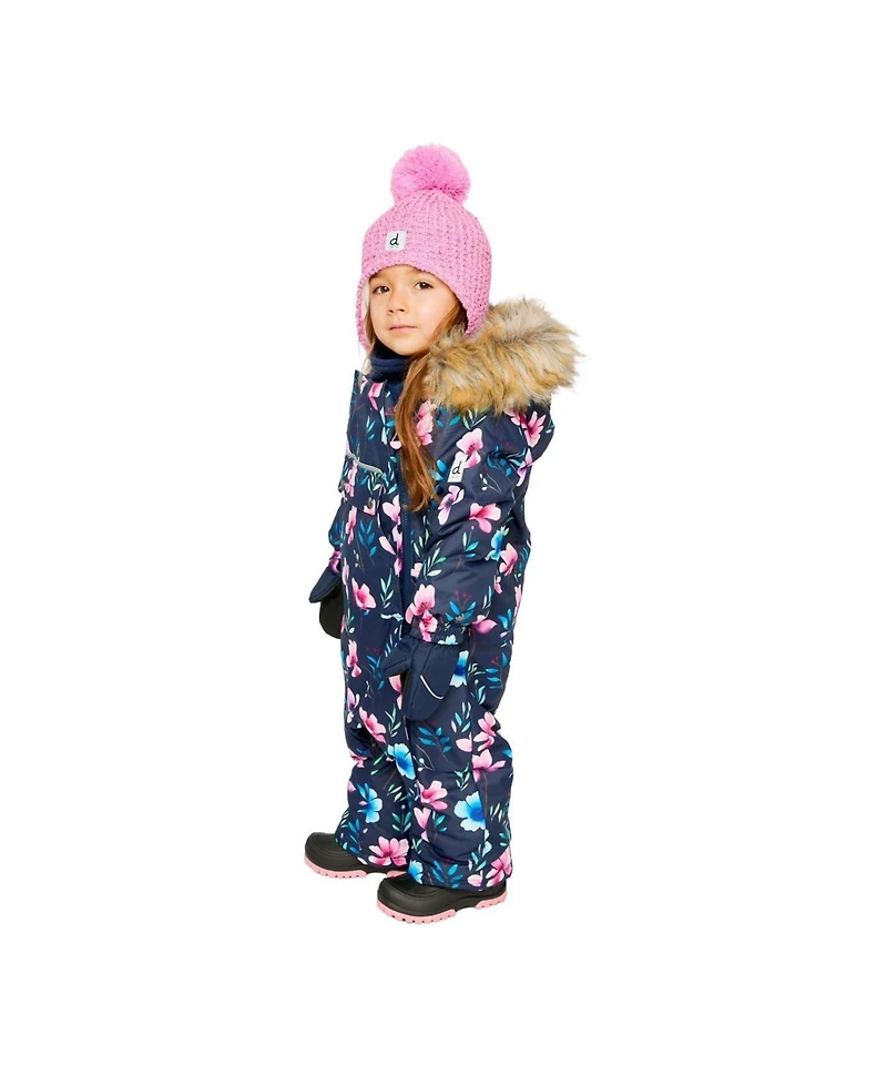 Deux par Baby Girl One Piece Snowsuit Adapted for Car Seats Floral Print