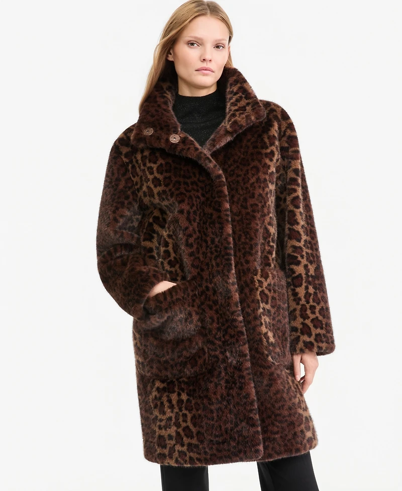 Kobi Halperin Women's Emilia Leopard-Print Faux-Fur Mid-Length Jacket