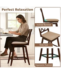 Sugift 24-Inch Counter Height Bar Stools Set of 4 with Upholstered Backrest