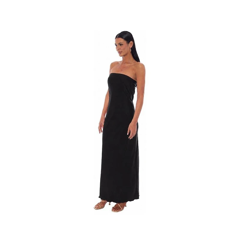 Bebe Women's Strapless Maxi Crushed-Satin Dress