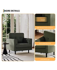 homfan Mid-Century Fabric Leisure Armchair with Wooden Support Frame, Thick Foam Padding, Quick Tool-Free Assembly and High Weight Bearing Limit