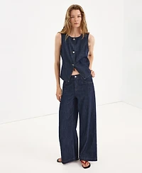 Mango Women's Wide-Leg Mid-Rise Jeans