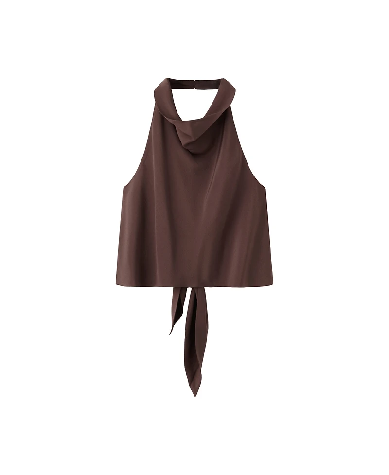 Mango Women's Draped Halter Crop Top