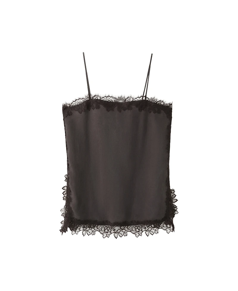 Mango Women's Satin Lace Top