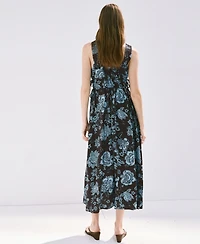 Mango Women's Floral Midi V-Neck Dress