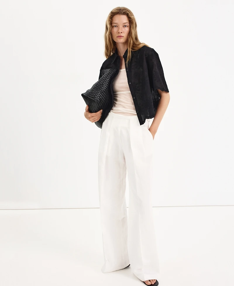 Mango Women's Embroidered Cropped Shirt
