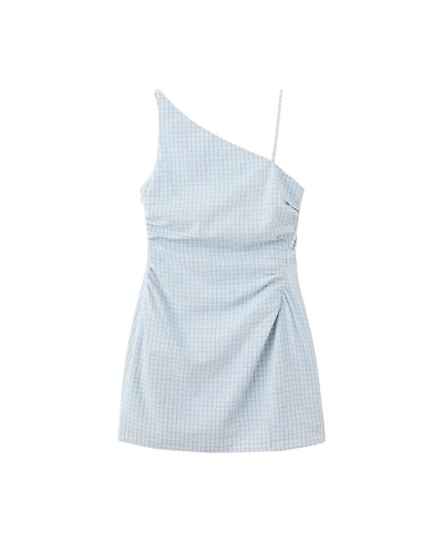 Mango Women's Check Asymmetrical Mini Dress
