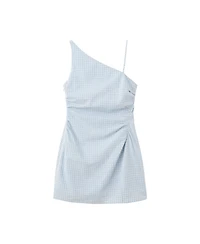 Mango Women's Check Asymmetrical Mini Dress
