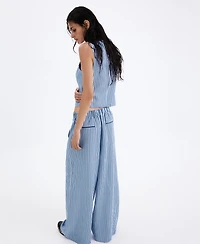 Mango Women's Striped Flowy Wide-Leg Pleated Pants