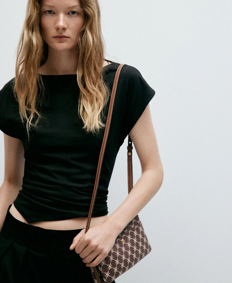 Mango Women's Printed Logo Shoulder Bag