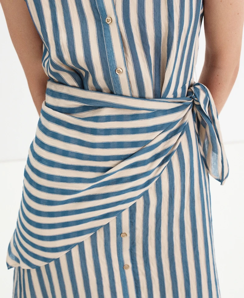 Mango Women's Striped Scarf Midi Shirt Dress