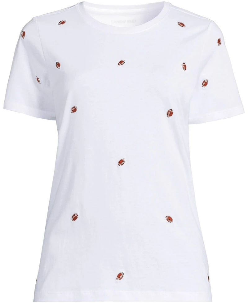 Lands' End Women's Supima Cotton Embroidered Relaxed-Fit T-Shirt