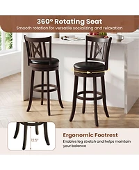 Sugift Swivel Bar Stools Set of 4 with Hollowed Backrest and Footrest