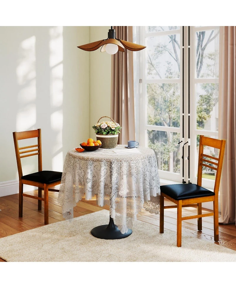 Sugift Wood Dining Chairs Set of 4 with Curved Slat Backrest
