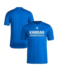 Adidas Men's Royal Kansas Jayhawks Locker On-Court Basketball Pre-Game T-Shirt