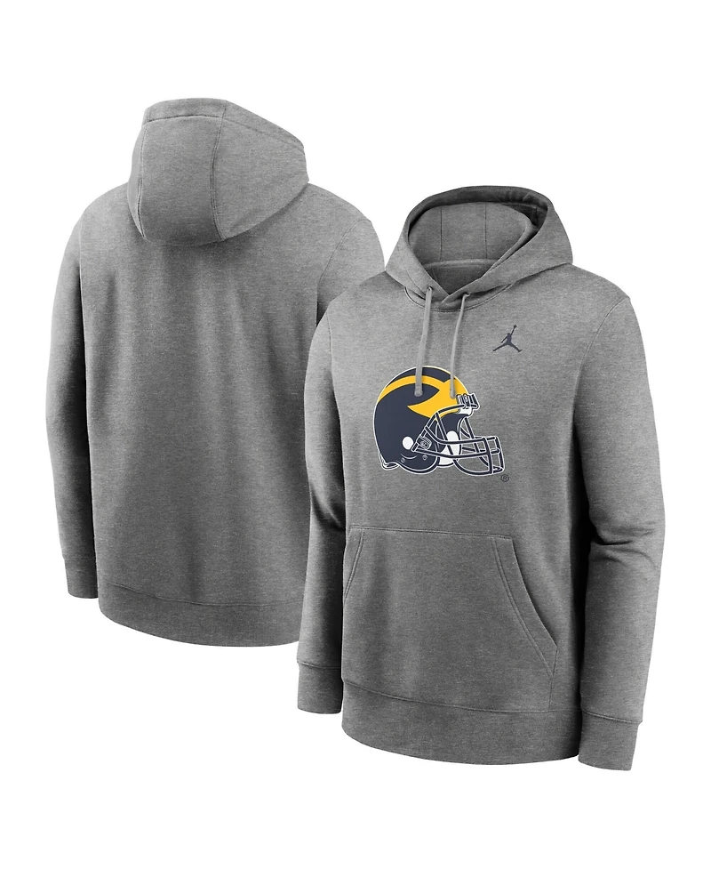 Jordan Men's Heather Gray Michigan Wolverines Primetime Alternate Logo Club Fleece Pullover Hoodie
