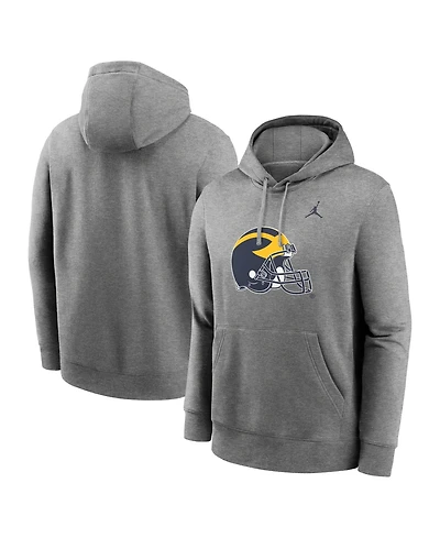 Jordan Men's Heather Gray Michigan Wolverines Primetime Alternate Logo Club Fleece Pullover Hoodie