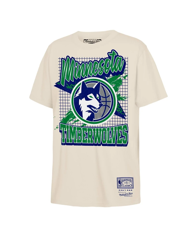 Mitchell & Ness Big Boys and Girls Natural Minnesota Timberwolves Hardwood Classics Retro Vibe T-Shirt