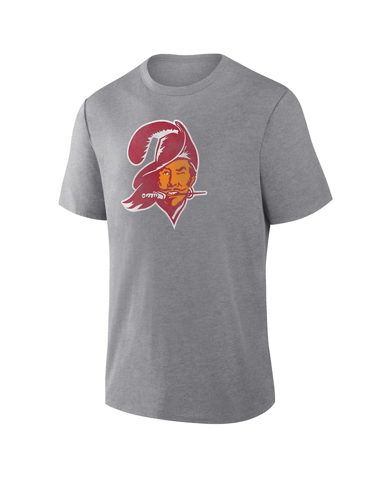 Fanatics Men's Heather Gray Tampa Bay Buccaneers Vintage Heritage Tribute Tri-Blend T-Shirt