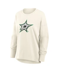 Fanatics Women's Cream Dallas Stars Distressed Logo Long Sleeve T-Shirt