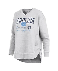 Pressbox Women's Heather Gray North Carolina Tar Heels Marcus East Hall Poncho V-Neck Sweatshirt