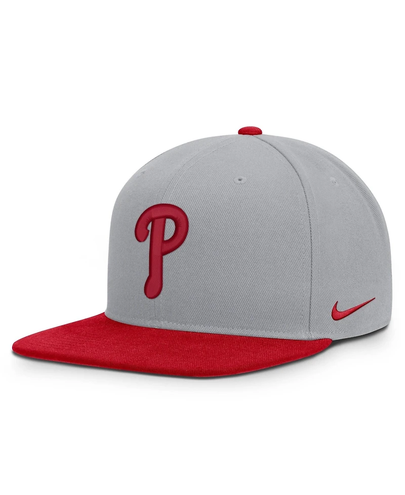 Nike Men's Gray/Red Philadelphia Phillies Primetime Pro Dri-fit Snapback Hat