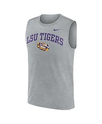 Nike Men's Heather Gray Lsu Tigers Primetime Legend Arch Dri-fit Muscle Tank Top