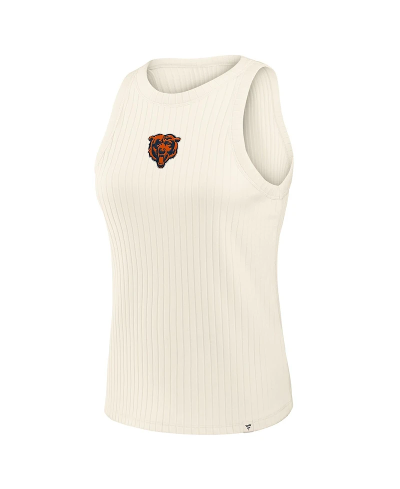 Fanatics Women's Cream Chicago Bears Star Play Tri-Blend Ribbed Tank Top