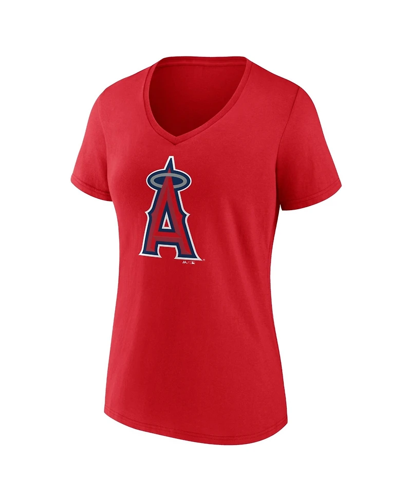 Logo Athletic Women's Red Los Angeles Angels V-Neck T-Shirt